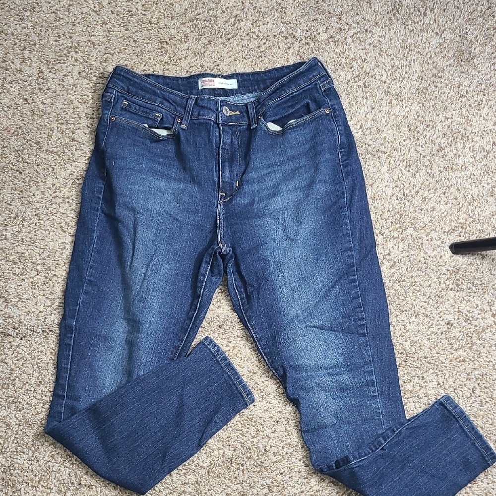 Signature by Levi Strauss Dark Blue Straight Leg Jeans